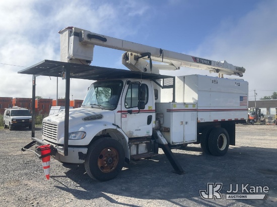 (Rome, NY) Terex XT55, Over-Center Bucket Truck mounted behind cab on 2015 Freightliner M2 106 Chipp
