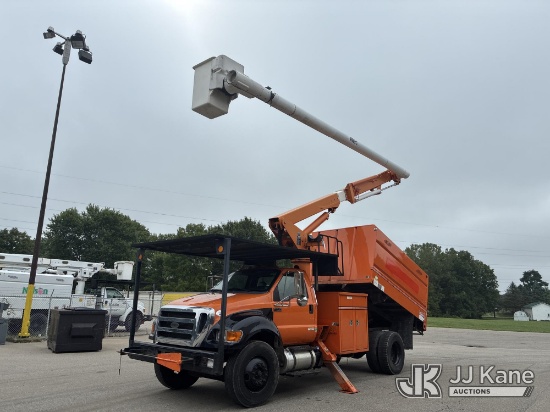 (Ashland, OH) Altec LR756, Over-Center Bucket Truck mounted behind cab on 2013 Ford F-750 Regular Ca