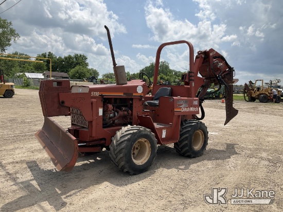 (South Beloit, IL) Ditch Witch 5110DD Rubber Tired Vibratory Cable Plow Runs, Moves & Operates