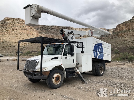 (De Beque, CO) Altec LRV58, Over-Center Bucket Truck mounted behind cab on 2002 International 4300 C