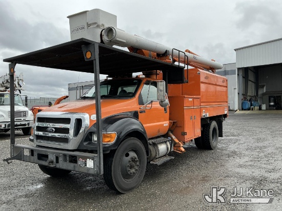 (Portland, OR) Altec LR756, Over-Center Bucket Truck mounted behind cab on 2013 Ford F-750 Chipper D
