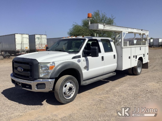 (Phoenix, AZ) 2016 Ford F550 Crew-Cab Service Truck Runs & Moves) (Engine Knock) (Seller States: Eng
