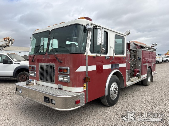 (Dixon, CA) 1993 Spartan Firetruck Fire Truck Runs & Moves, Does Not Operate, Electric/Hydraulic Pum