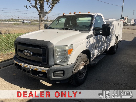 (Dixon, CA) 2012 Ford F-350 SD Utility Truck Runs & Moves, Dash Warning Indicators On - Check Engine