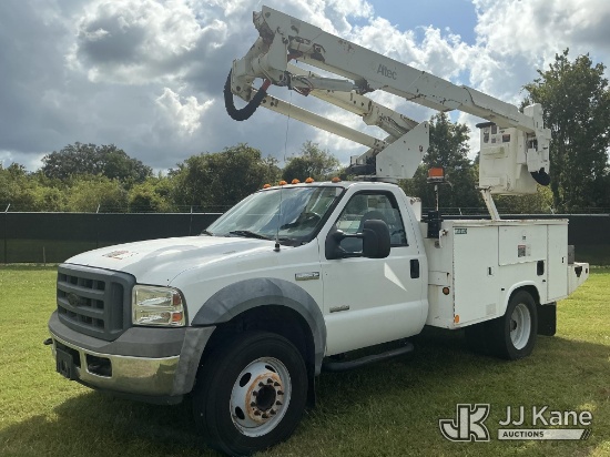 (Tampa, FL) Altec AT37G, Articulating & Telescopic Bucket Truck mounted behind cab on 2005 Ford F-55