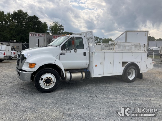 (China Grove, NC) 2015 Ford F750 URD/Flatbed Truck Runs & Moves) (Dash Warning Indicators On