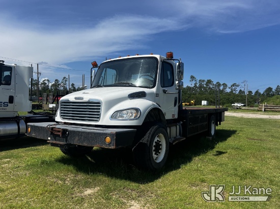 (Panama City, FL) 2015 Freightliner M2 106 4x4 Flatbed Truck, (Co-op Owned) Runs & Moves) (Dash Warn