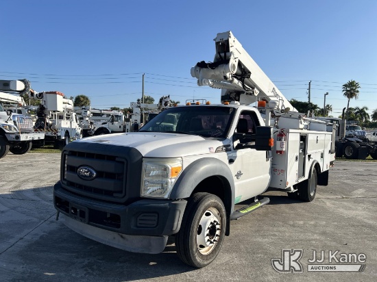 (Riviera Beach, FL) Altec AT40M, Articulating & Telescopic Bucket Truck mounted behind cab on 2014 F