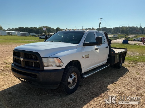 (Jackson, MS) 2015 Ram 3500 4x4 Crew-Cab Flatbed Truck Runs & Moves) (Dash Warning Indicators On, Wi