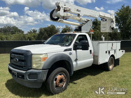 (Tampa, FL) Altec AT37G, Articulating & Telescopic Bucket Truck mounted behind cab on 2016 Ford F-55