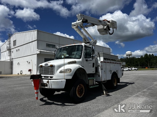 (Milton, FL) Altec TA37M, Articulating & Telescopic Material Handling Bucket Truck mounted behind ca