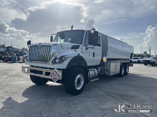 (Riviera Beach, FL) 2014 International 7500 Extended Cab T/A Fuel Tank Truck Runs , Moves & Upper Op