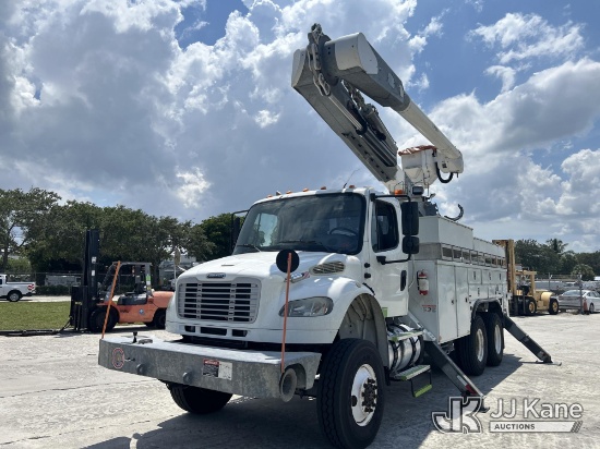 (Riviera Beach, FL) Altec AM55E, Over-Center Material Handling Bucket rear mounted on 2012 Freightli