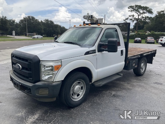 (Ocala, FL) 2012 Ford F-350 SD Flatbed Truck, Duke unit Runs & Moves) (Mileage 21862, Dash Warning I