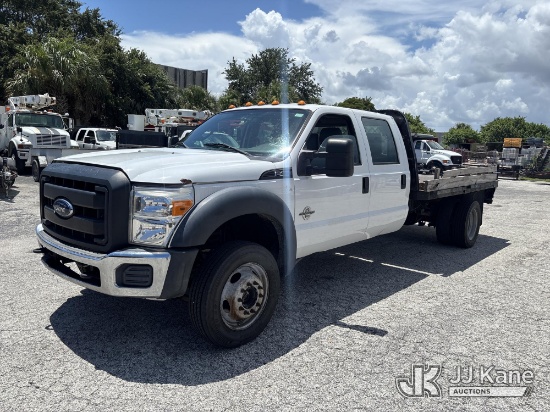 (West Palm Beach, FL) 2015 Ford F-450 SD Crew-Cab Flatbed Truck Runs & Moves) (FL Residents Purchasi