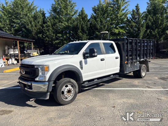(Manassas, VA) 2021 Ford F550 Crew-Cab Stake Truck Runs & Moves) (Dash Warning Indicator On