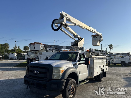 (Riviera Beach, FL) Altec AT40G, Articulating & Telescopic Bucket Truck mounted behind cab on 2014 F