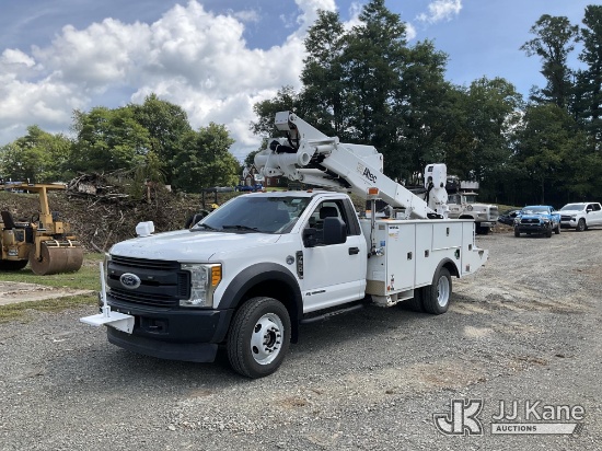 (Sparta, NC) Altec AT41M, Articulating & Telescopic Material Handling Bucket Truck mounted behind ca