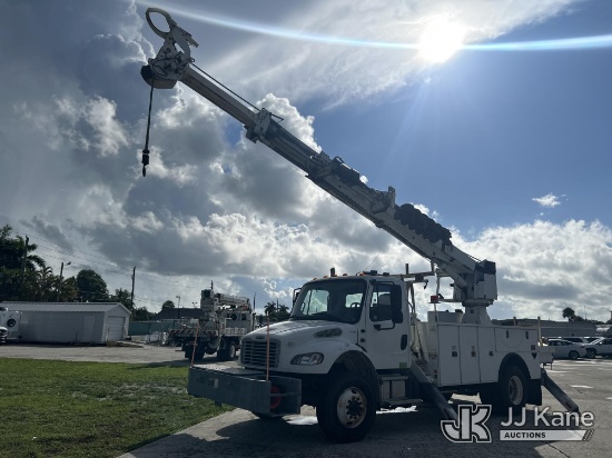 (Riviera Beach, FL) Altec DM47B-TR, Digger Derrick rear mounted on 2014 Freightliner M2 106 Utility