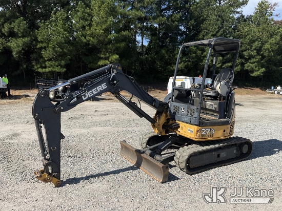 (Chester, VA) 2012 John Deere 27D Mini Hydraulic Excavator Runs, Moves & Operates) (No Bucket