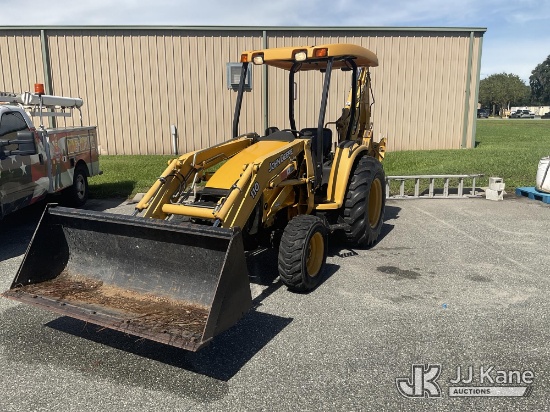(Wildwood, FL) 2003 John Deere 110S 4x4 Tractor Loader Backhoe Runs, Moves & Operates