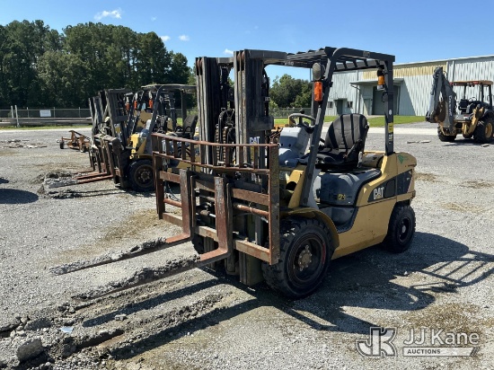 (Moncks Corner, SC) Caterpillar P6000 Pneumatic Tired Forklift Runs, Operates) (Exterior Defects-Hou