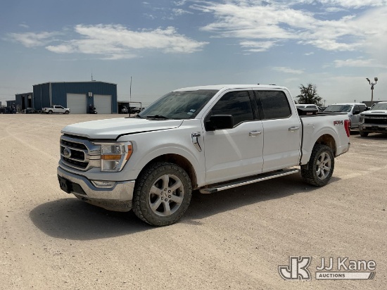 (Midland, TX) 2022 Ford F150 4x4 Crew-Cab Pickup Truck Runs & Moves) (Dash Warning Indicator On, Hai
