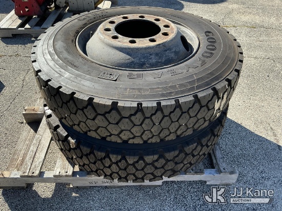 (South Beloit, IL) (2) 10R22.5 Tires Mounted On Steel Rims NOTE: This unit is being sold AS IS/WHERE
