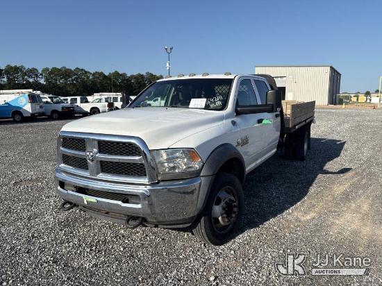 (Hammond, LA) 2016 RAM 4500 Crew-Cab Flatbed Truck Runs & Moves) (Steering System Non-Operational, D