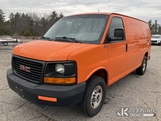 (Wells, ME) 2014 GMC Savana G3500 Cargo Van Runs & Moves) (Dash Warning Indicators On) (Removal is b