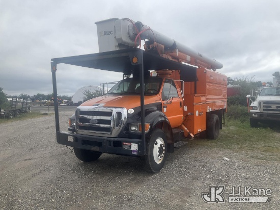 (Bellport, NY) Altec LRV55, Over-Center Bucket Truck mounted behind cab on 2010 Ford F-750 Regular C