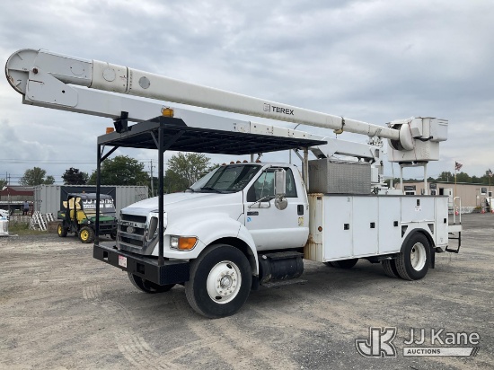 (Rome, NY) HiRanger/Terex 5FC55, Bucket Truck rear mounted on 2008 Ford F750 Utility Truck Runs, Mov