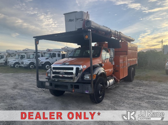 (Bellport, NY) Altec LR760E70, Over-Center Elevator Bucket Truck mounted behind cab on 2012 Ford F-7