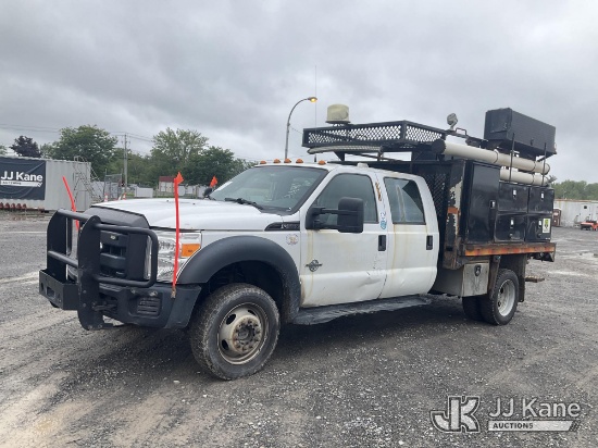 (Rome, NY) 2016 Ford F550 Crew-Cab Flatbed/Service Truck Runs & Moves)( Dash Warning Indicators On