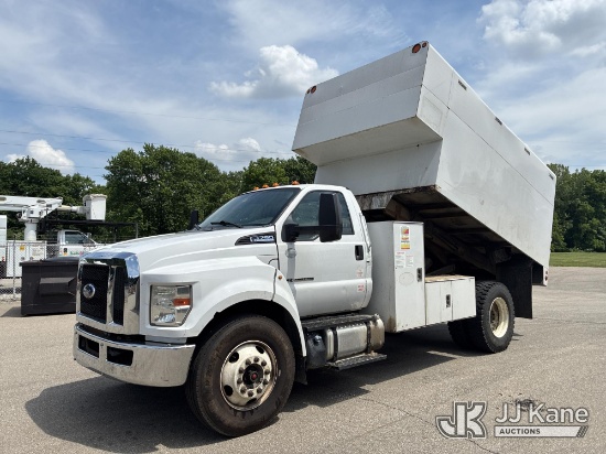 (Ashland, OH) 2016 Ford F-750 Chipper Dump Truck Runs, Moves & Dump Operates)(Dash Warning Indicator