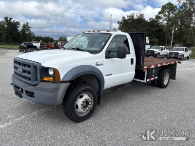 (Summerdale, AL) 2007 Ford F550 4x4 Flatbed Truck, (Co-op Unit) Runs & Moves) (ABS Light On