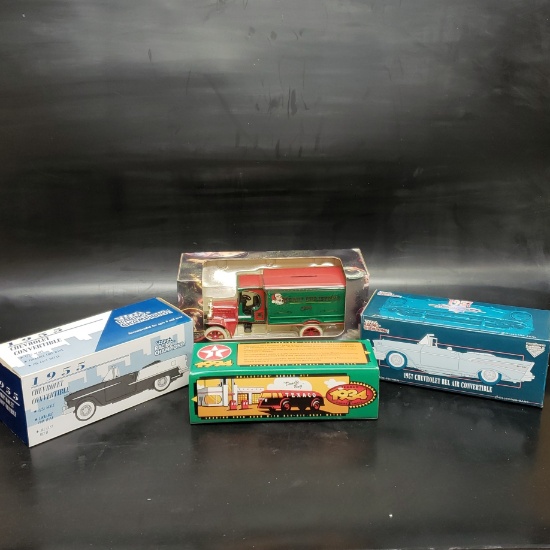4 x Ertl Diecast Car Models / Banks - Texaco, Christmas 55 Pickup, NASCAR