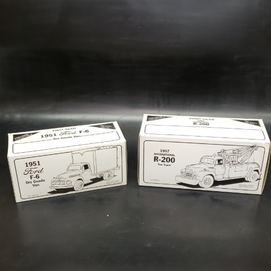 First Gear 1957 R-200 Tow Truck + 1951 Ford Dry Goods Van Diecast Cars