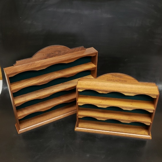 Pair of Chevron Collection Wood Display Cases