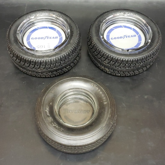 3 x Adverting Tire Ashtrays Goodyear Firestone