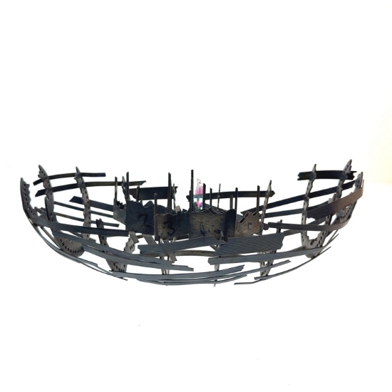 Brutalist Metal Ship Model with Glass Slide Sails (not included) Peter Rowe - 160x80mm -  oz