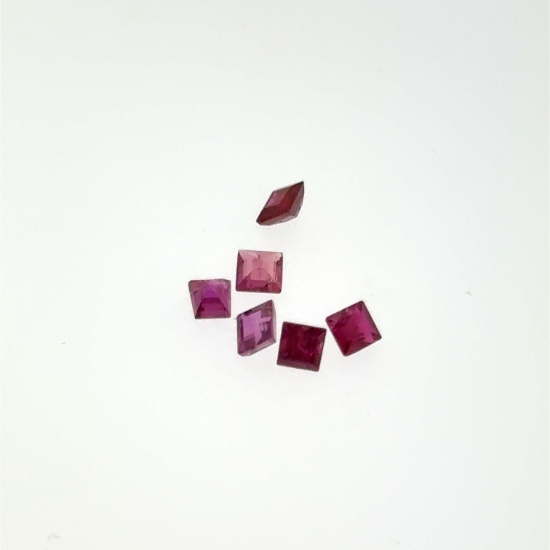 6 Square Ruby Gemstones 3mm 1.2ct