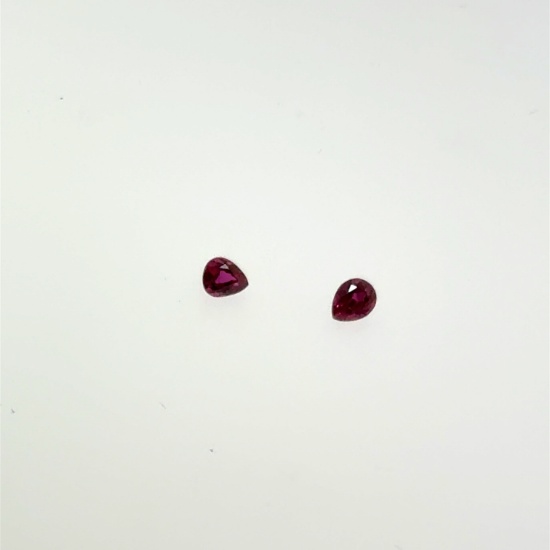 Pair of Pear Cut Ruby Gemstones .58ct