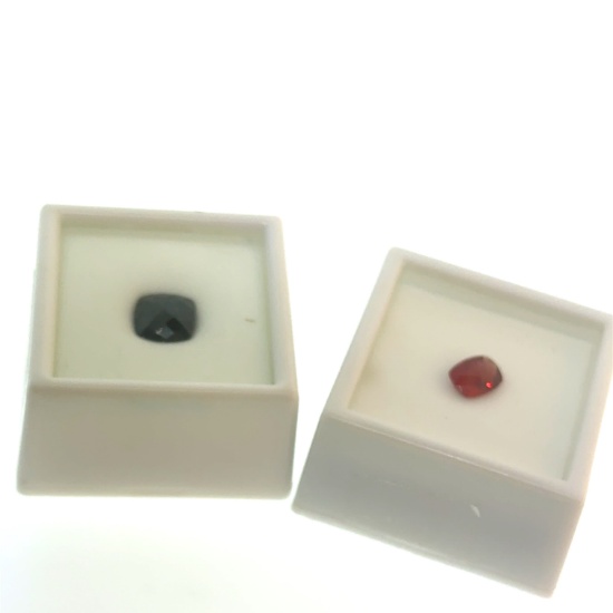 Cushion Cut Red Labradorite 8x6mm .95ct Gemstone + Criss Cross Cut 4.7ct 9.2x9mm Garnet