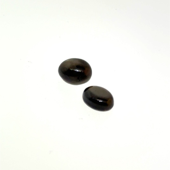 Black Star Sapphire Cabochon Pair 3.64ct 6.9x5.7mm