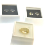 2 x Matched Pair Yellow Labradorite 8x8mm 3.1ct + 18x13mm 8.75ct Gemstones