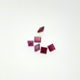 6 Square Ruby Gemstones 3mm 1.2ct