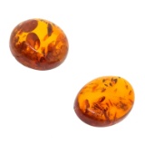 Pair of Amber Oval Drops 18mm