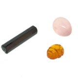 Mixed Crystals / Gems - Tourmaline Rose Quartz Amber Scarab