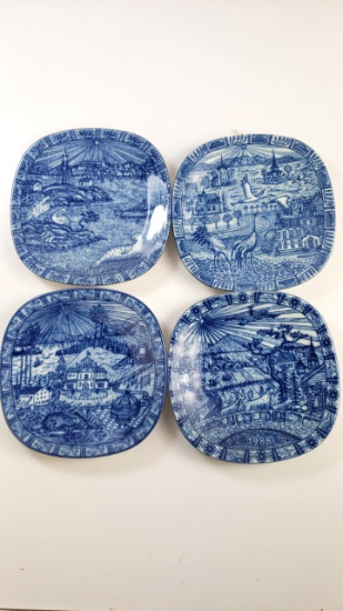 4 x Rorstrand Blue and White Collectors Plates 1979 1991 1988 1978